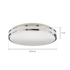 Arcchio Sinovu LED-kylpyhuoneen kattovalaisin, kromi, 34 cm