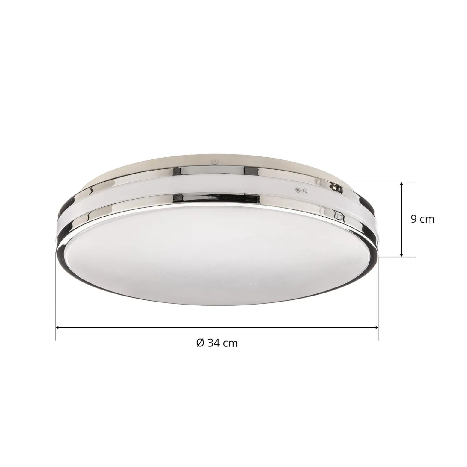 Arcchio Sinovu LED-kylpyhuoneen kattovalaisin, kromi, 34 cm