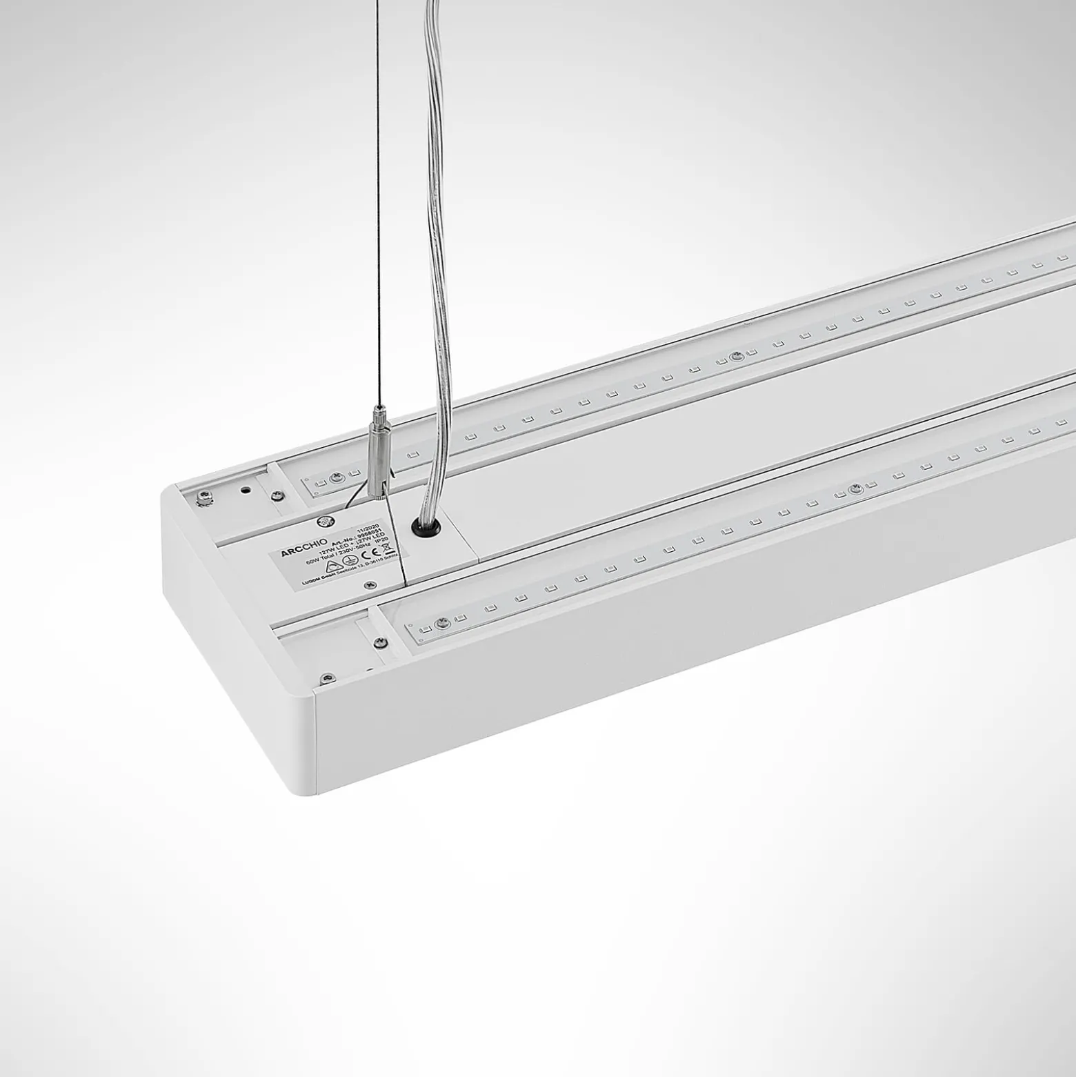 Arcchio Susi LED toimisto-riippuvalaisin, valkoinen, 120 cm, 4 000K, DALI