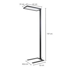 Arcchio toimiston LED-lattialamppu Nelus, musta, anturi, himmennettävä