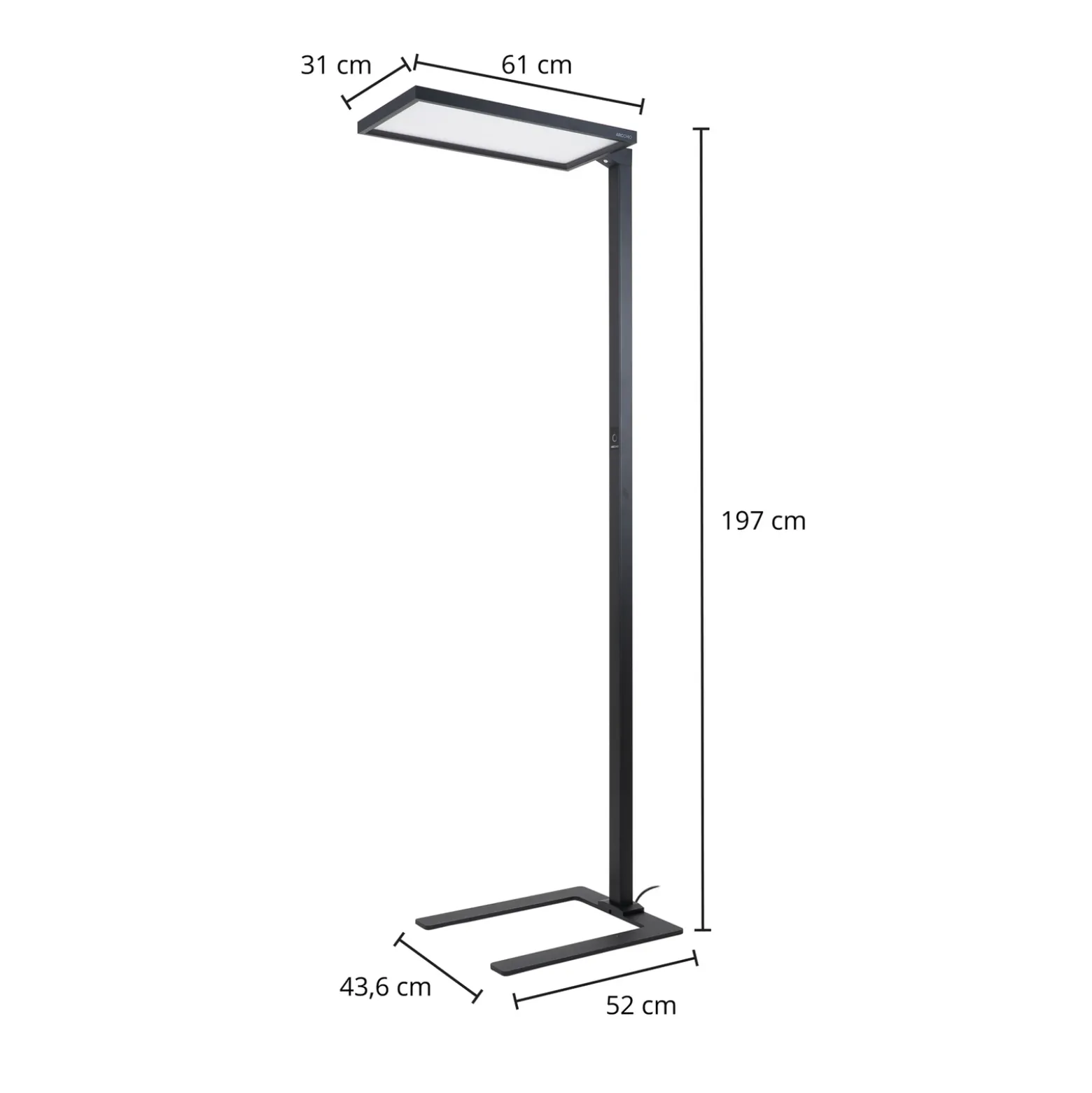 Arcchio toimiston LED-lattialamppu Nelus, musta, anturi, himmennettävä