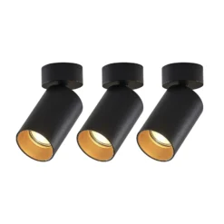 Arcchio valonheitin Brinja, 3 kpl, musta, pyöreä, Ø 6cm, GU10