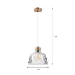 Asta-riippuvalaisin, tammipuu/lasi, halkaisija 28 cm, E27
