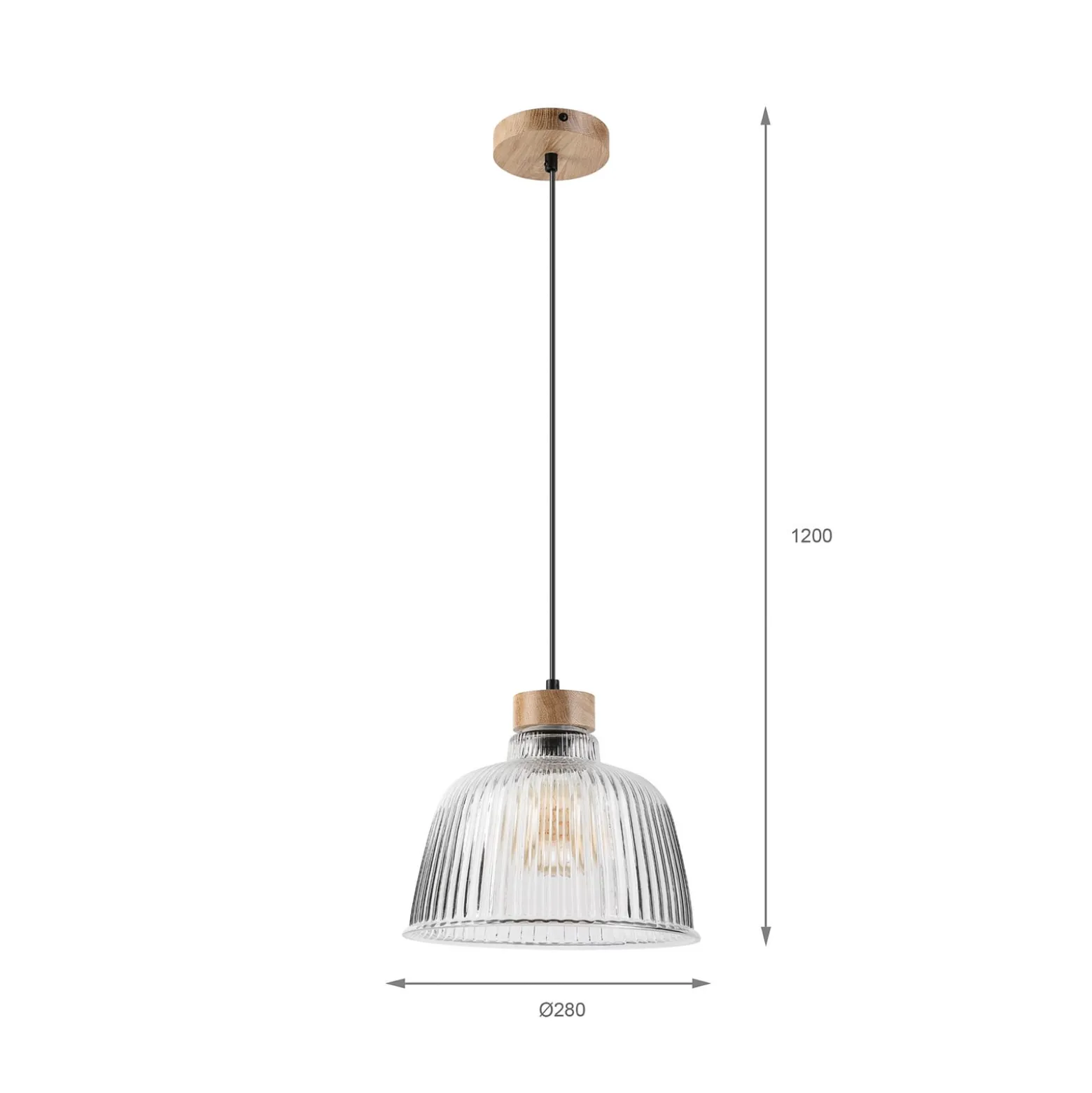 Asta-riippuvalaisin, tammipuu/lasi, halkaisija 28 cm, E27