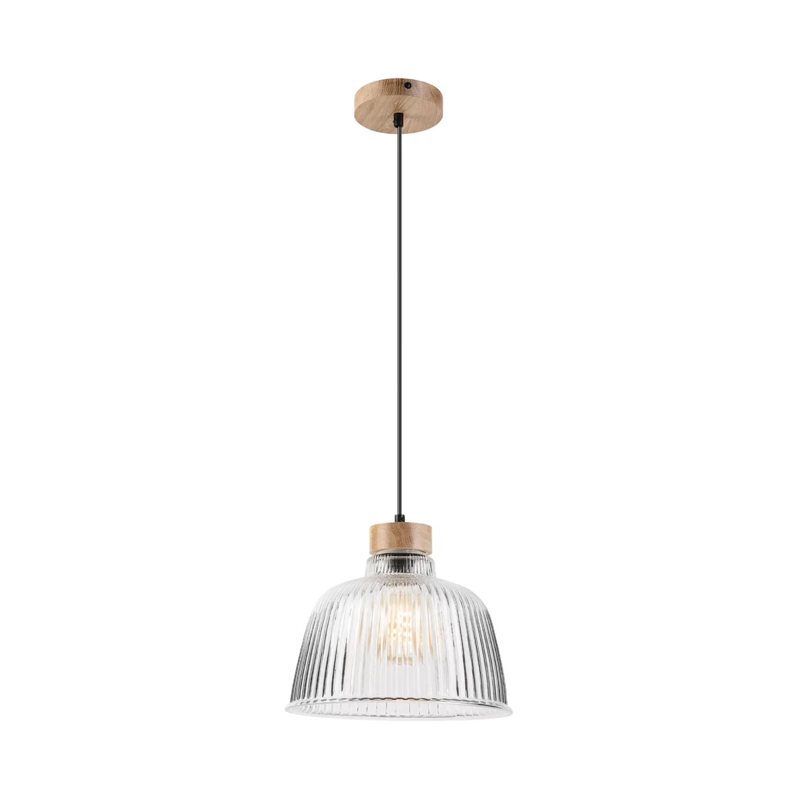 Asta-riippuvalaisin, tammipuu/lasi, halkaisija 28 cm, E27