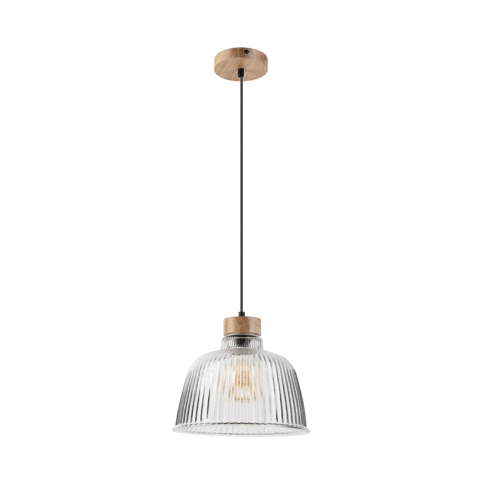 Asta-riippuvalaisin, tammipuu/lasi, halkaisija 28 cm, E27