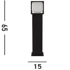 Ateena LED-pylväsvalaisin, IP54, musta, korkeus 65 cm, metallia