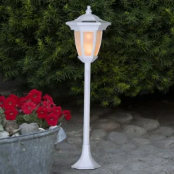 Aurinkokäyttöinen Flame-LED-lamppu 4In1 valkoinen