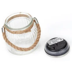 Aurinkokäyttöinen lasinen LED-pöytävalaisin Jar