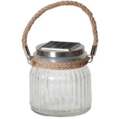 Aurinkokäyttöinen lasinen LED-pöytävalaisin Jar