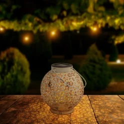 Aurinkokäyttöinen LED-valaisin 52854, valkoinen, metalli, 20 cm, IP44, 2 kpl:n