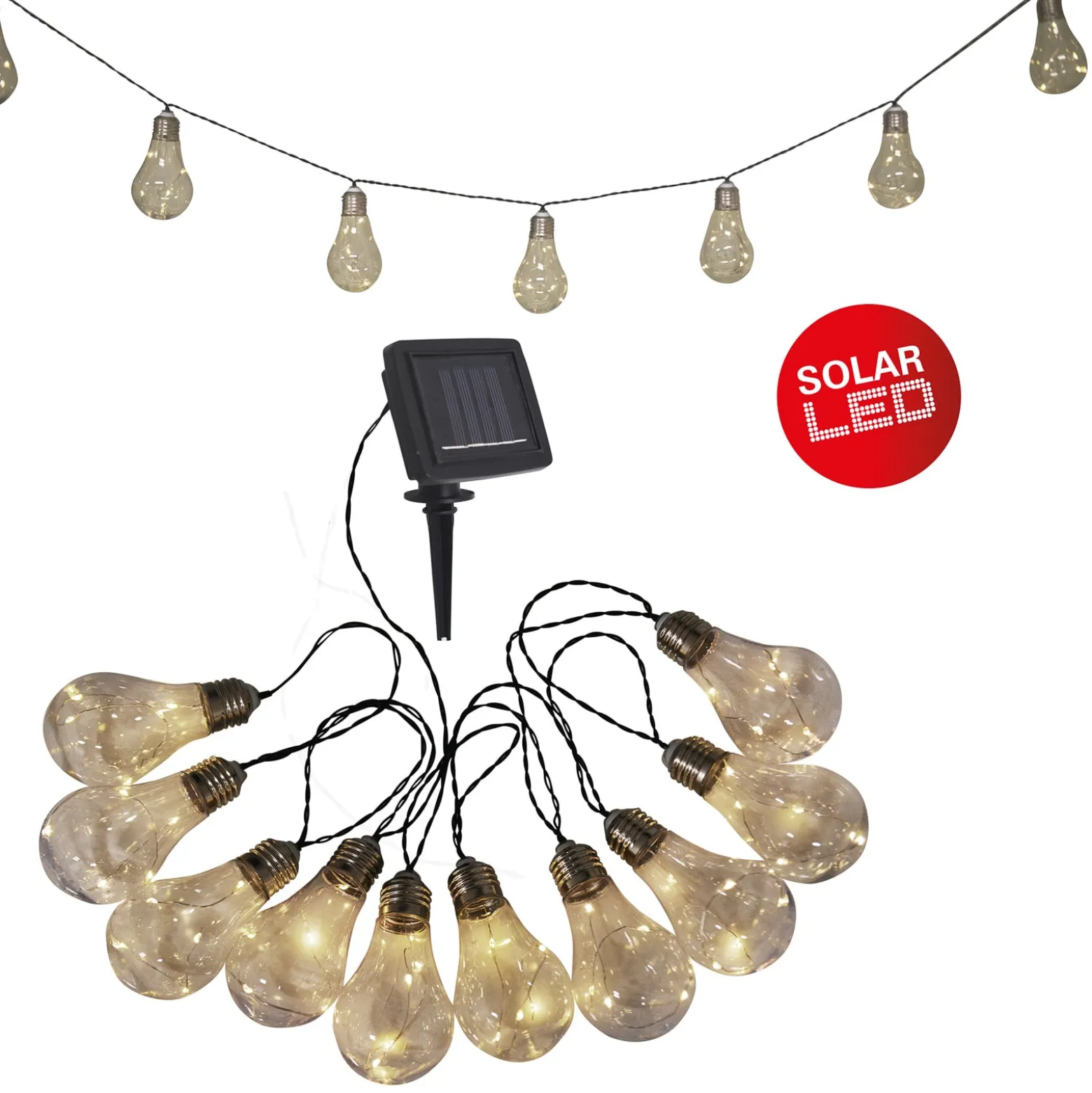 Aurinkokäyttöinen LED-valoketju, 10-lamppuinen