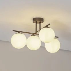 Aurora kattovalaisin, ruskea, Ø 50 cm, 4-lamppuinen, lasi, E14