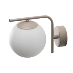 Aurora seinävalaisin, beige, lasia, 17 cm korkea, maapallo, E14
