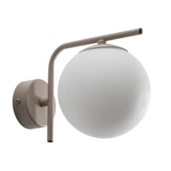 Aurora seinävalaisin, beige, lasia, 17 cm korkea, maapallo, E14