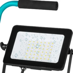 Avelar-LED-kohdevalaisin ulos, musta/turkoosi, leveys 32 cm, metallia