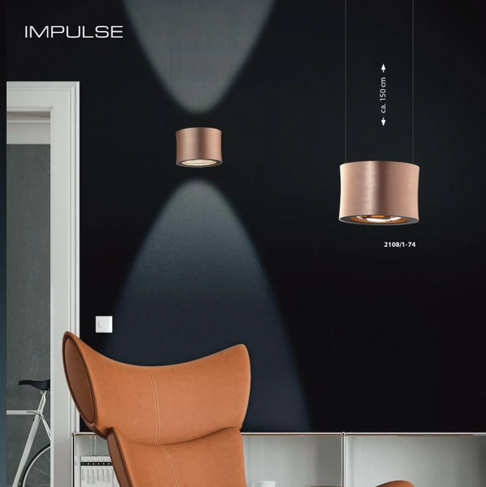 BANKAMP Impulse LED-seinävalaisin ruusukulta