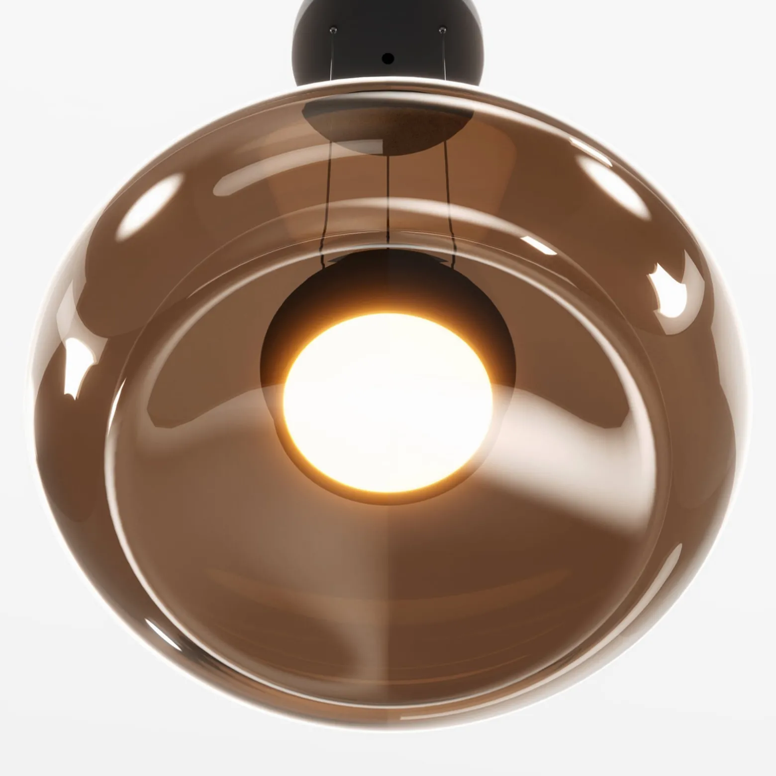 Bassa-LED-riippuvalaisin, ruskea, halkaisija 45 cm, lasi, himmennettävä