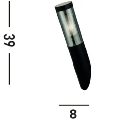 Batton ulkoseinävalaisin, IP44, musta, metalli, E27