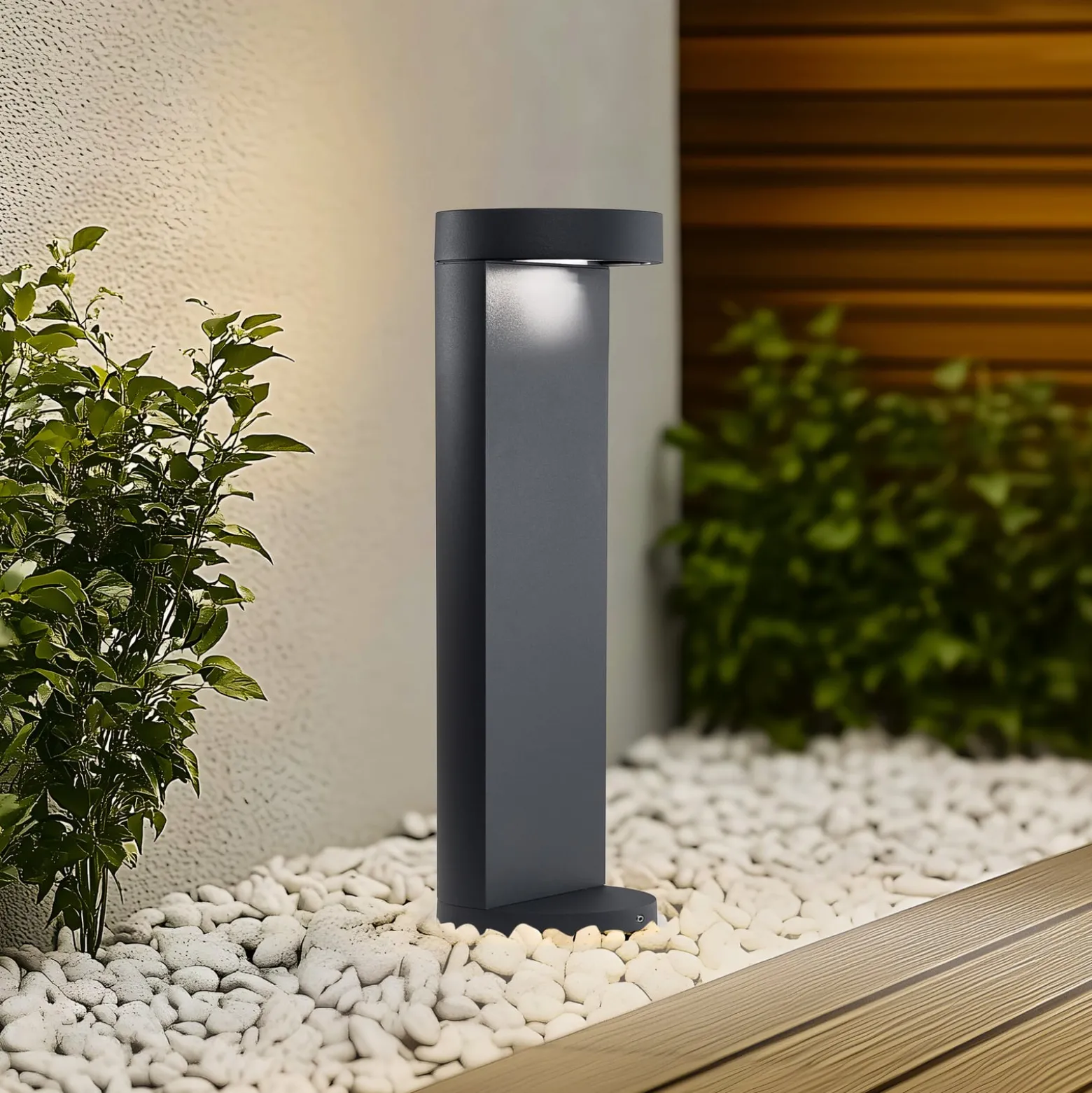 BEGA LED-jalustavalaisin 84749, grafiitti, valualumiini, lasi