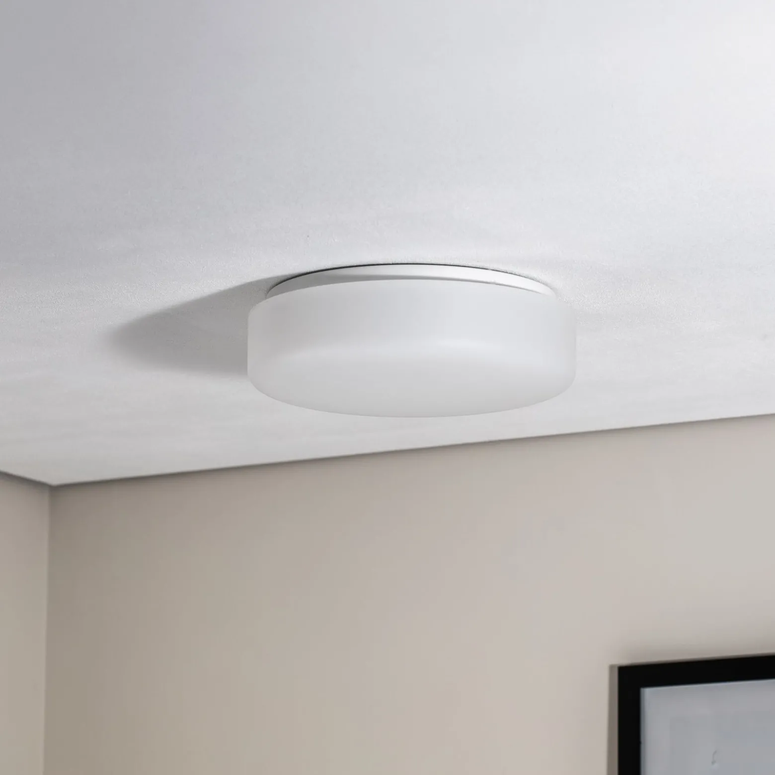 BEGA LED-kattovalaisin 50036P K3, valkoinen, Ø 35 cm, muovi DALI