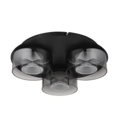 Belinda LED-kattovalaisin, Ø 38 cm, savunharmaa, 3-lamppuinen, lasi