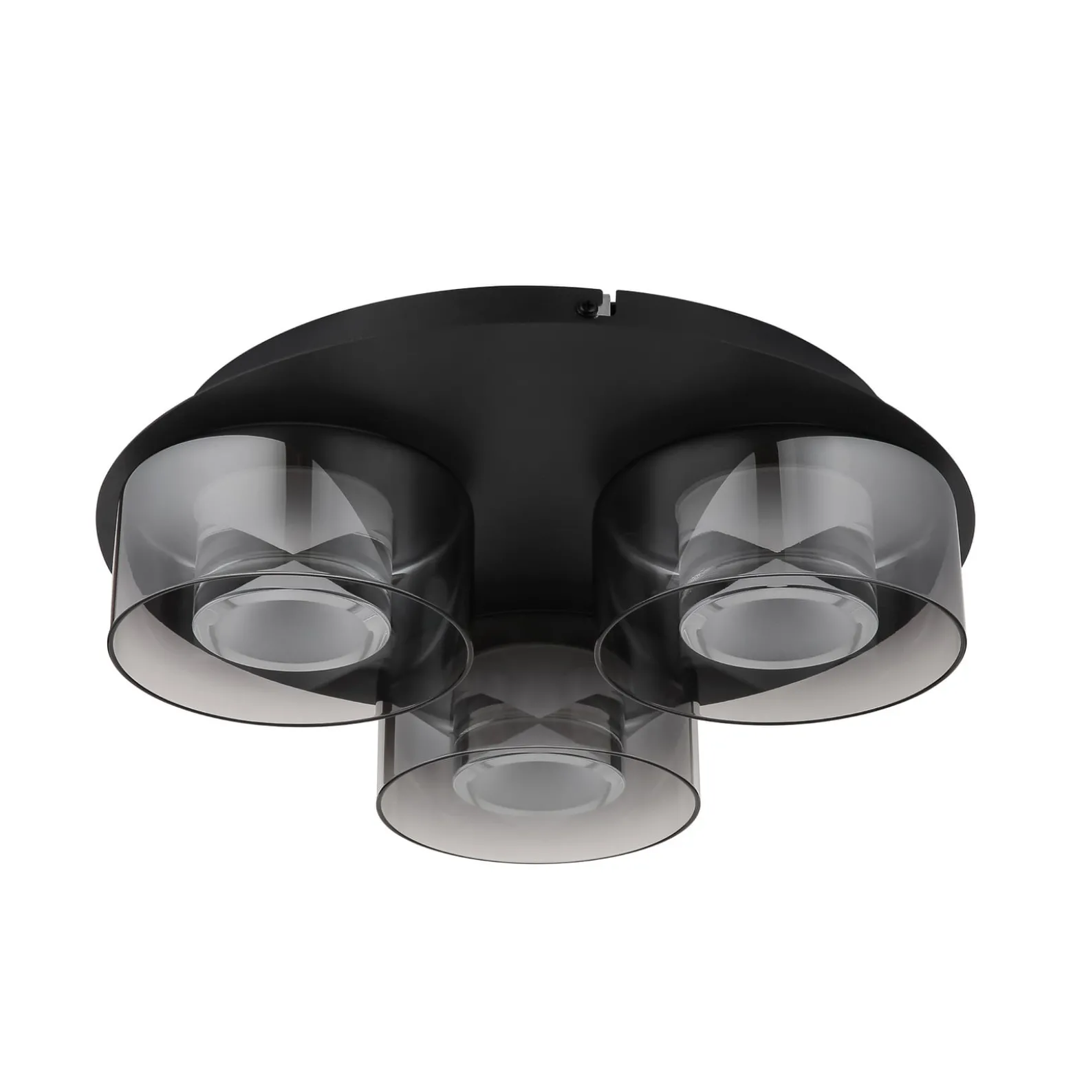 Belinda LED-kattovalaisin, Ø 38 cm, savunharmaa, 3-lamppuinen, lasi