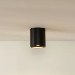 Bodi kattovalaisin, pyöreä, musta, Ø 8 cm, 1-valo, alumiinia
