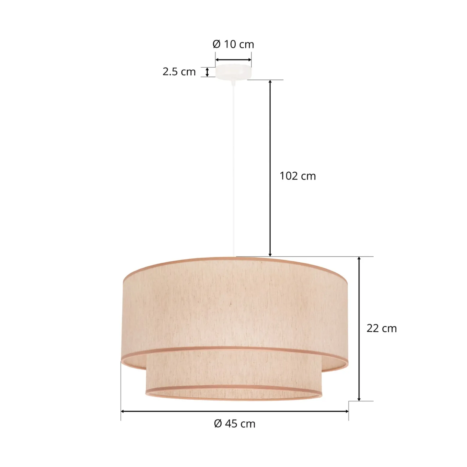 Boho-riippuvalaisin, beige, halkaisija 45 cm, tekstiili