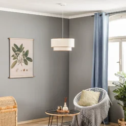 Boho-riippuvalaisin, beige, halkaisija 45 cm, tekstiili