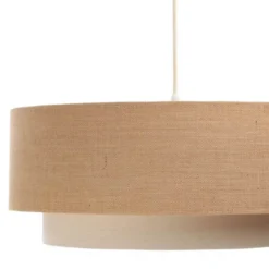 Boho-riippuvalaisin, kerma/beige, Ø 50 cm, korkeus 21 cm, juutti