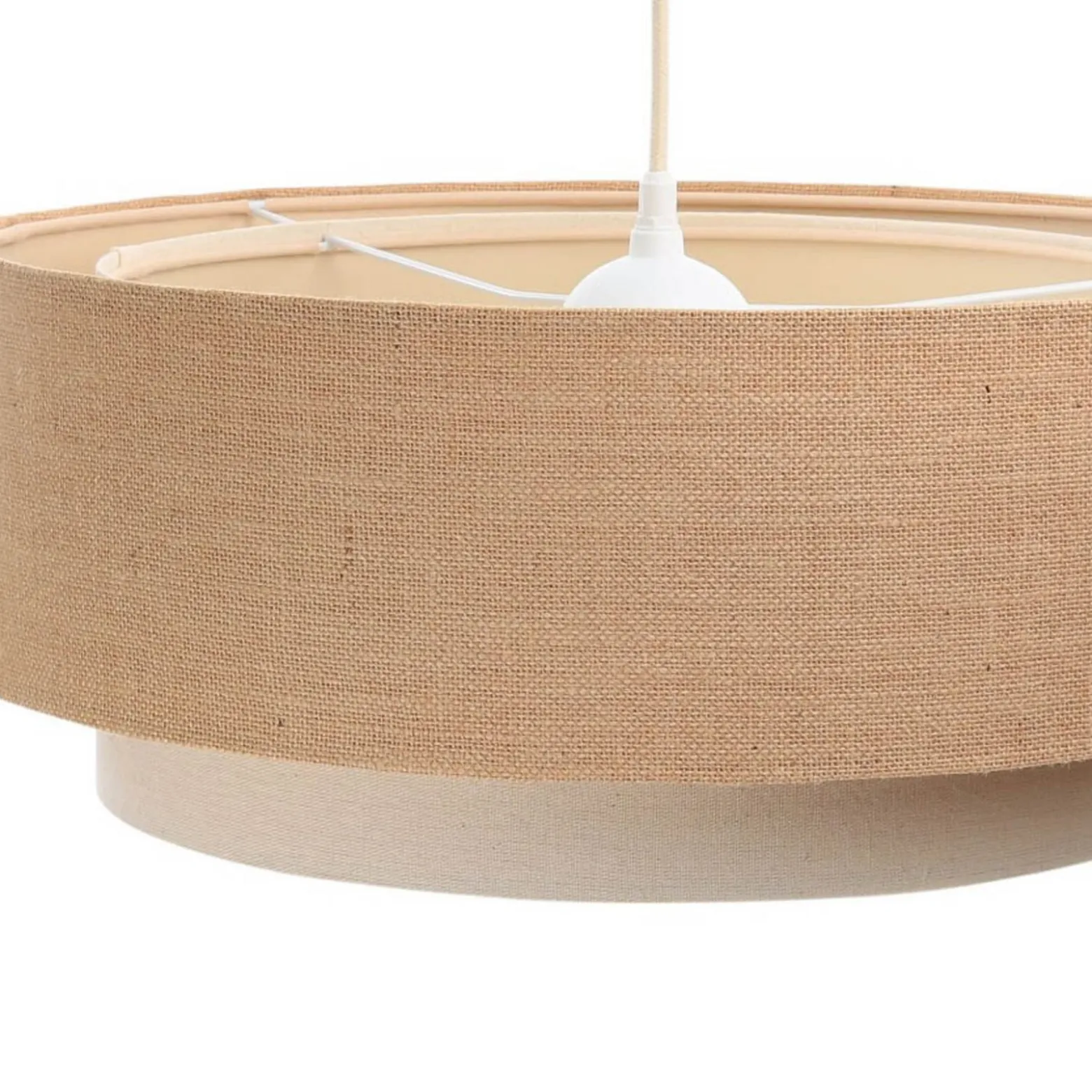 Boho-riippuvalaisin, kerma/beige, Ø 50 cm, korkeus 21 cm, juutti