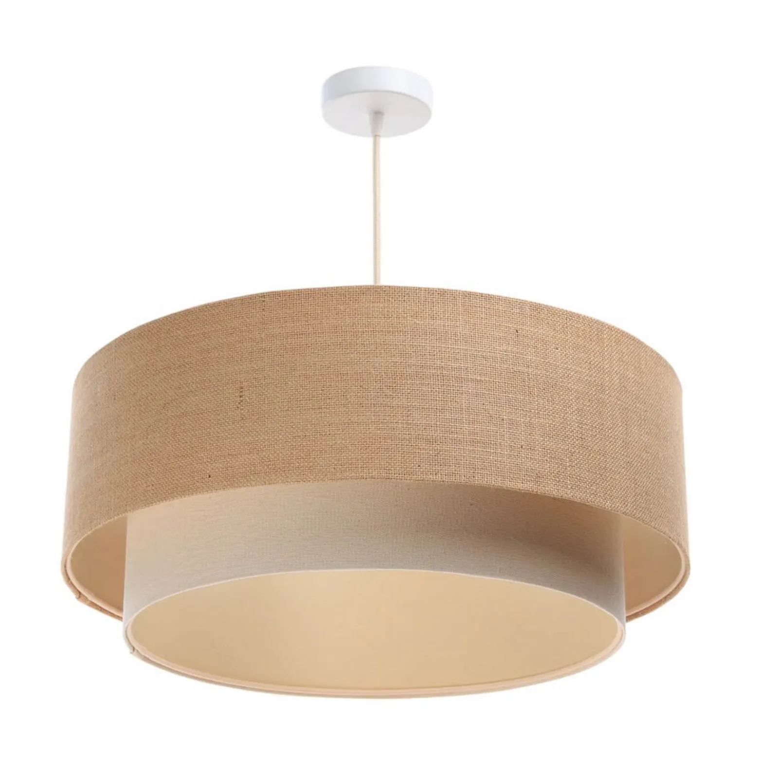 Boho-riippuvalaisin, kerma/beige, Ø 50 cm, korkeus 21 cm, juutti