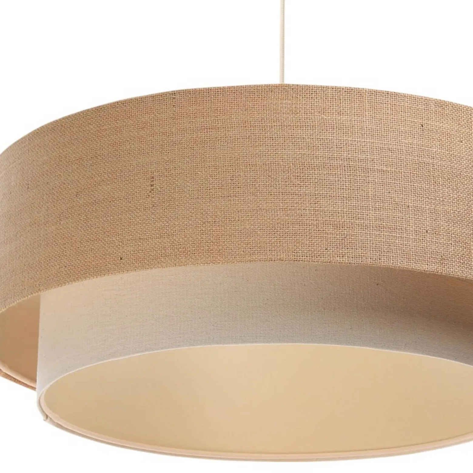 Boho-riippuvalaisin, kerma/beige, Ø 50 cm, korkeus 21 cm, juutti