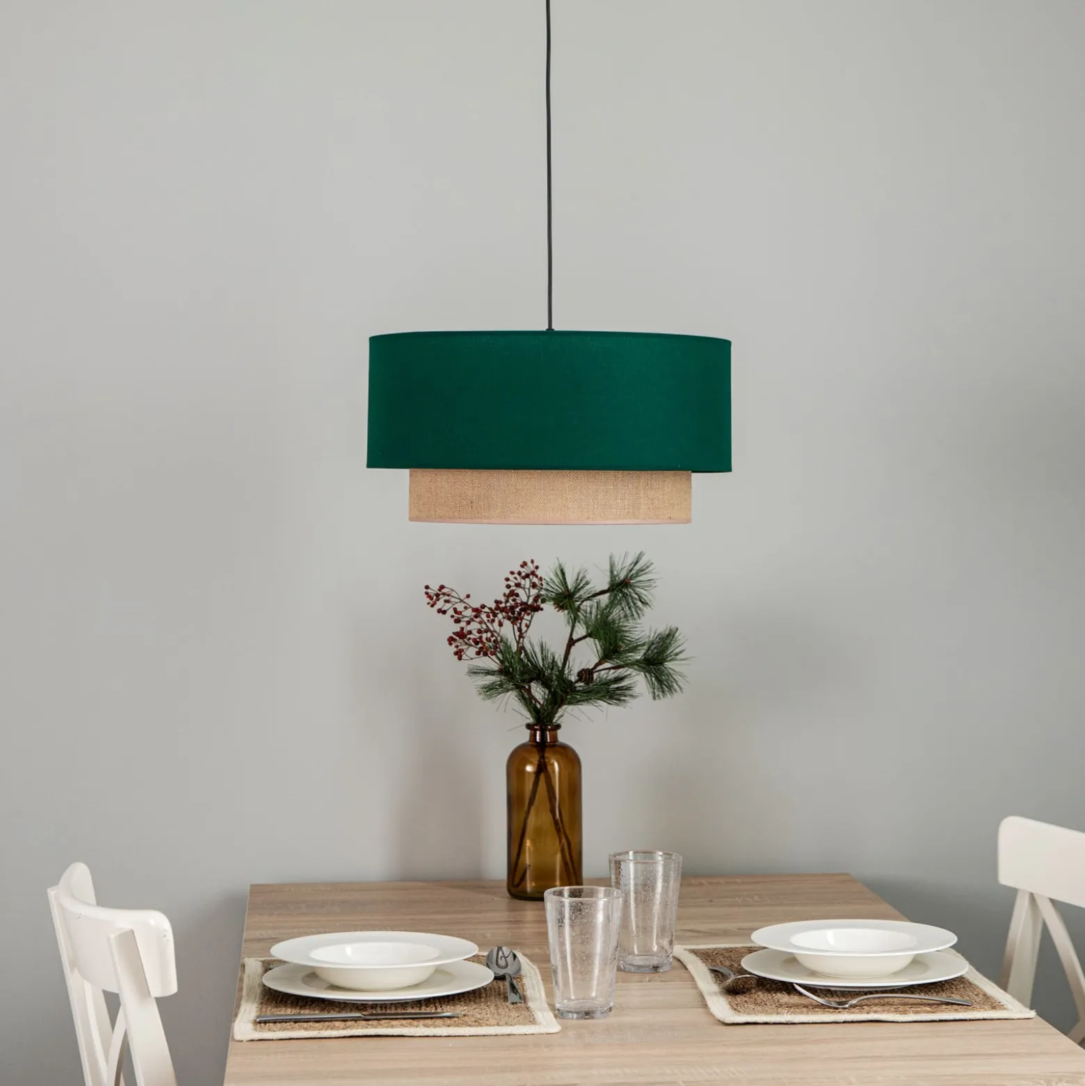 Boho-riippuvalaisin, tummanvihreä/ruskea, halkaisija 45 cm, tekstiili
