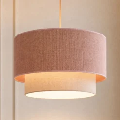 Boho-riippuvalo, beige/vaaleanpunainen, Ø 45 cm, tekstiili, E27