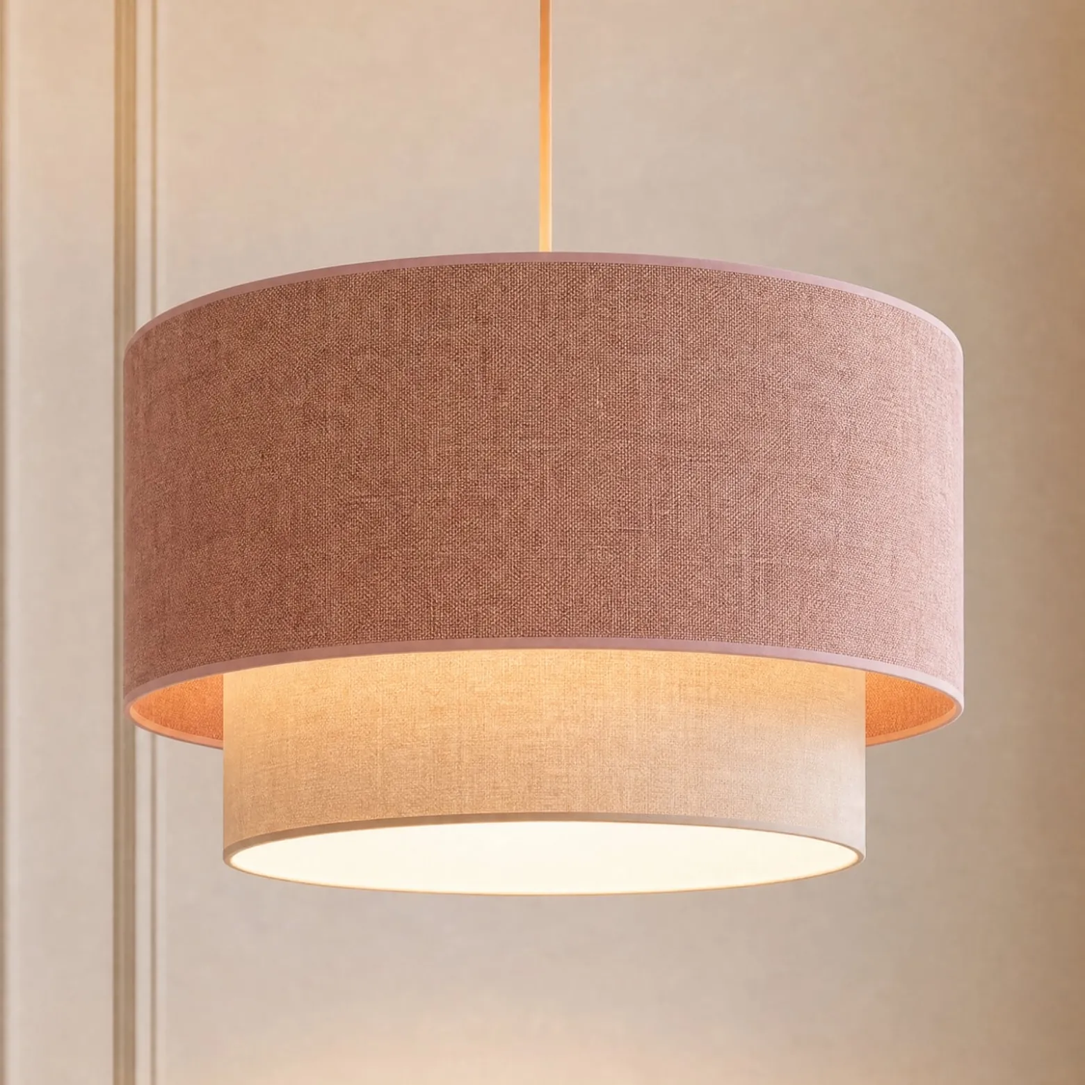 Boho-riippuvalo, beige/vaaleanpunainen, Ø 45 cm, tekstiili, E27