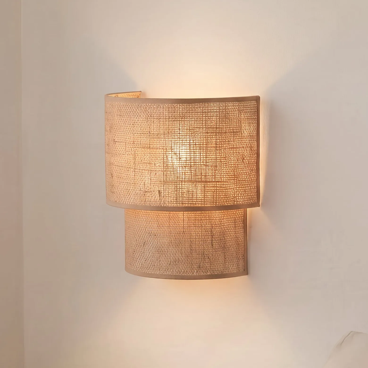 Boho-seinälamppu, juutti/juutti, korkeus 22 cm, tekstiili, E27