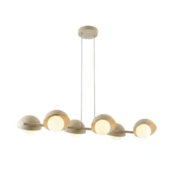 BOOM-riippuvalaisin, beige, pituus 88 cm, 6-lamppuinen, metalli/lasi