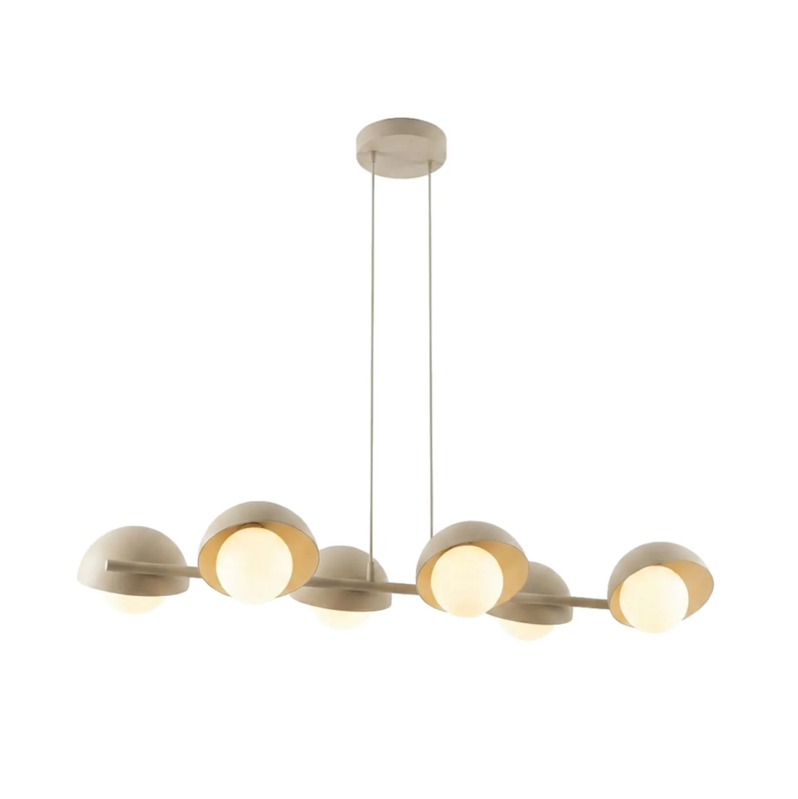 BOOM-riippuvalaisin, beige, pituus 88 cm, 6-lamppuinen, metalli/lasi