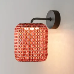 Bover Nans A LED-ulkoseinävalaisin, punainen, Ø 21,6 cm