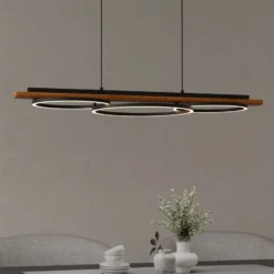 Boyal LED-riippuvalaisin, ruskea, pituus 101 cm, puu, 3-valo.