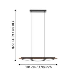 Boyal LED-riippuvalaisin, ruskea, pituus 101 cm, puu, 3-valo.