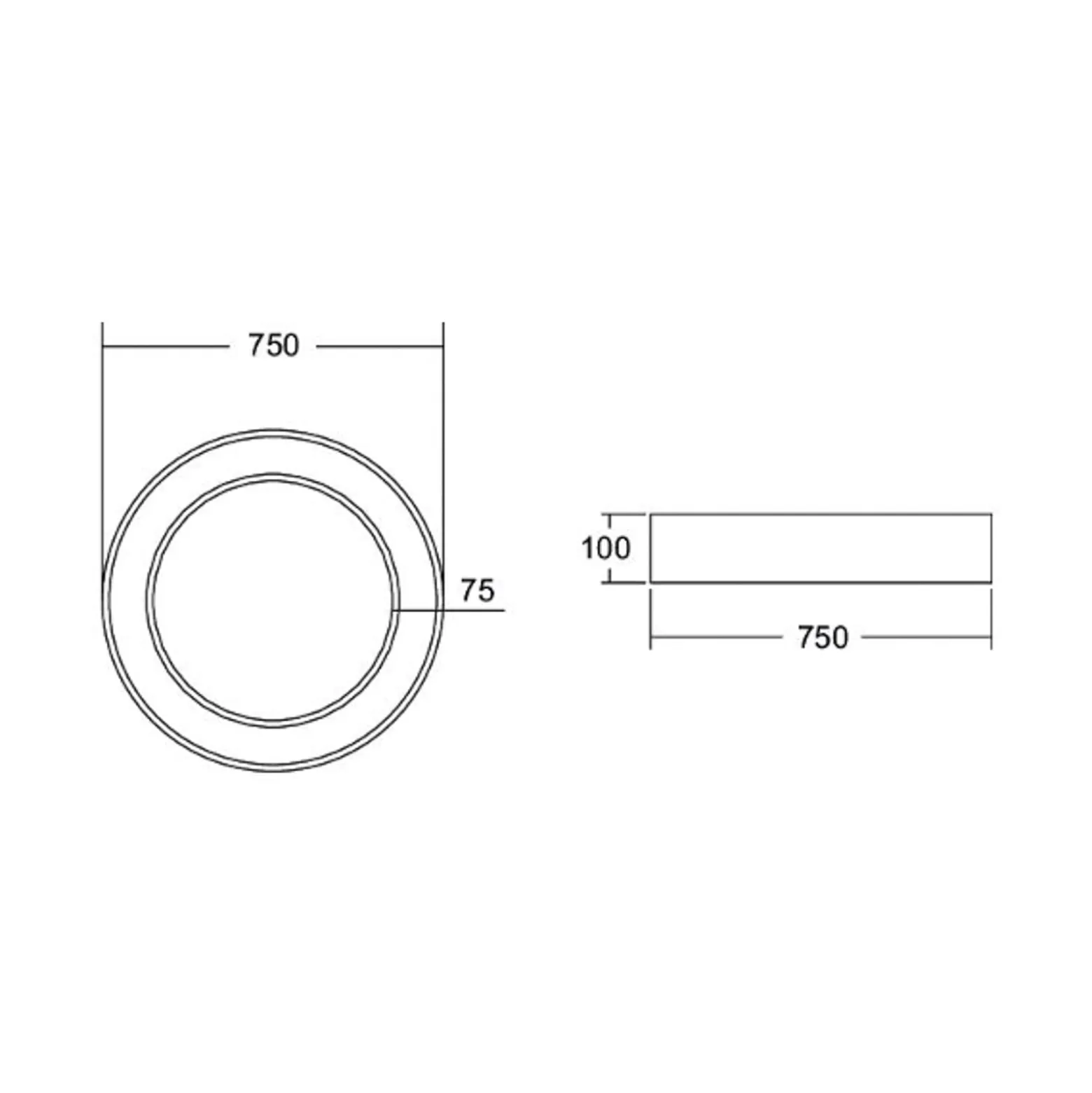 BRUMBERG Biro Circle Ring Katto Ø 75 cm 50 W on/off valkoinen 840