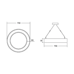 BRUMBERG Biro Circle Ring5 ylös/alas Ø 75cm on/off musta 840