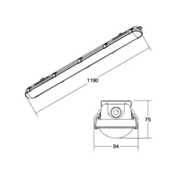 BRUMBERG Humid One Pro LED-kylpylamppu DALI 119cm 119cm