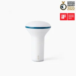 Buddy LED-ladattava pöytävalaisin, valkoinen/sininen, polykarbonaatti, Ø