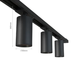 Calex-kiskosetti, 4 GU10-spotti, musta, pituus 2 m, metalli