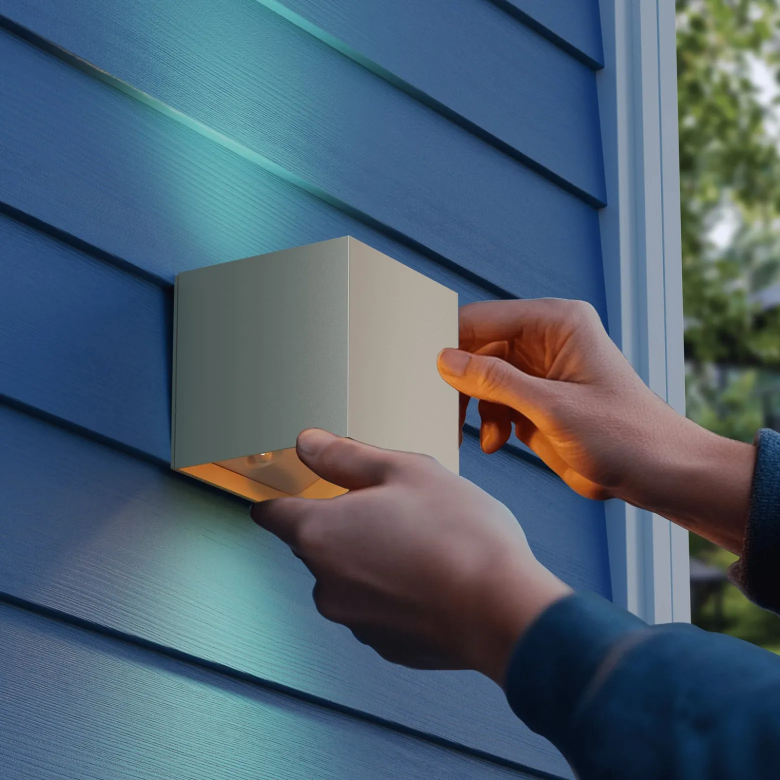 Calex LED-akku-anturi-ulkoseinälamppu Volterra, hiekka, IP44