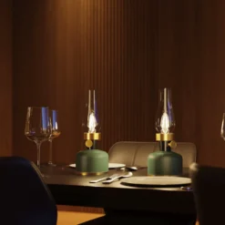 Calex LED-akku-pöytävalaisin Lavinio, vihreä, himmennin